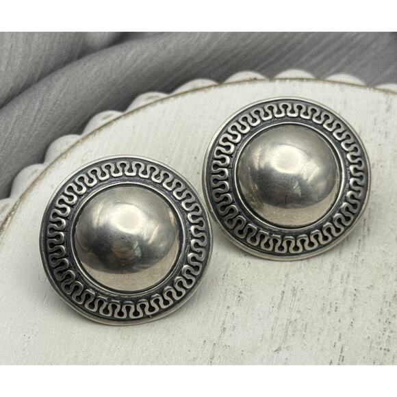 Retired James Avery 925 Dome Ribbon French Clip Earrings 14.67G / 1 In